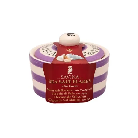 Savina Sea Salt Flakes with Wild Garlic  Natural Hand-Harvested Pyramid Crystals