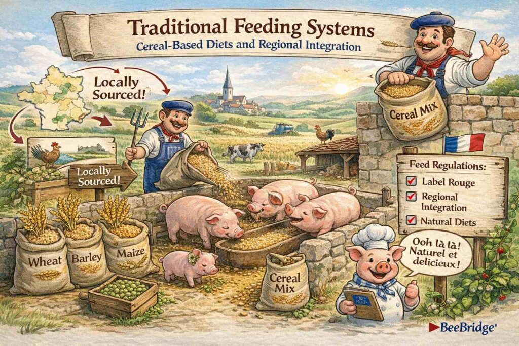 Traditional French Pork Styles and Production Methods French pork production is rooted in a long-established agricultural system where animal feeding, regional practices, and processing traditions are closely integrated. Unlike commodity pork systems that prioritize rapid growth and uniform output, French pork—particularly from traditional and quality-focused programs—is shaped by controlled feeding methods, slower growth cycles, and a strong link between feed composition and final meat characteristics. This production model has direct implications for Japanese importers, as it influences fat quality, texture, flavor stability, and performance across common Japanese cooking applications.