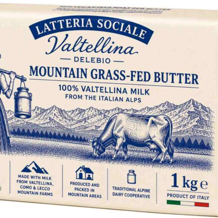 Unsalted Butter 1kg Block Alpine Grass-Fed Mountains of Italy | Latteria Sociale Valtellina MOQ 100kg