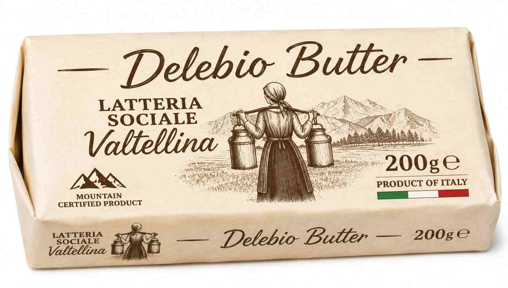 Unsalted Butter 200g Italian Alpine Grass-Fed | Latteria Sociale Valtellina MOQ 100kg