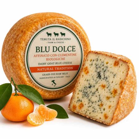 Grass-Fed Blue Goat Cheese Aged with Organic Clementines 2.5kg | Tenuta Il Radichino & LAFRUTTA