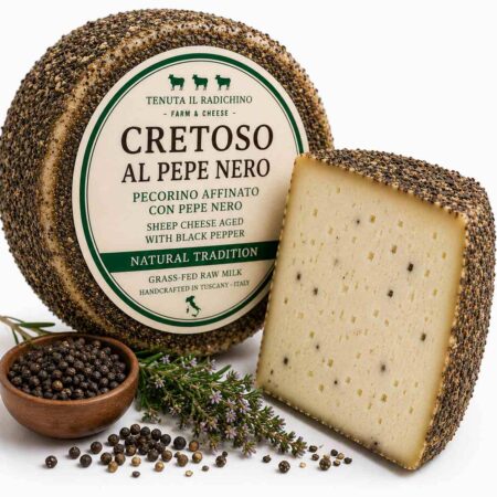 Grass-Fed Sheep Milk Tomme Cheese with Black Pepper 3kg Wheel | Tenuta Il Radichino & LAFRUTTA