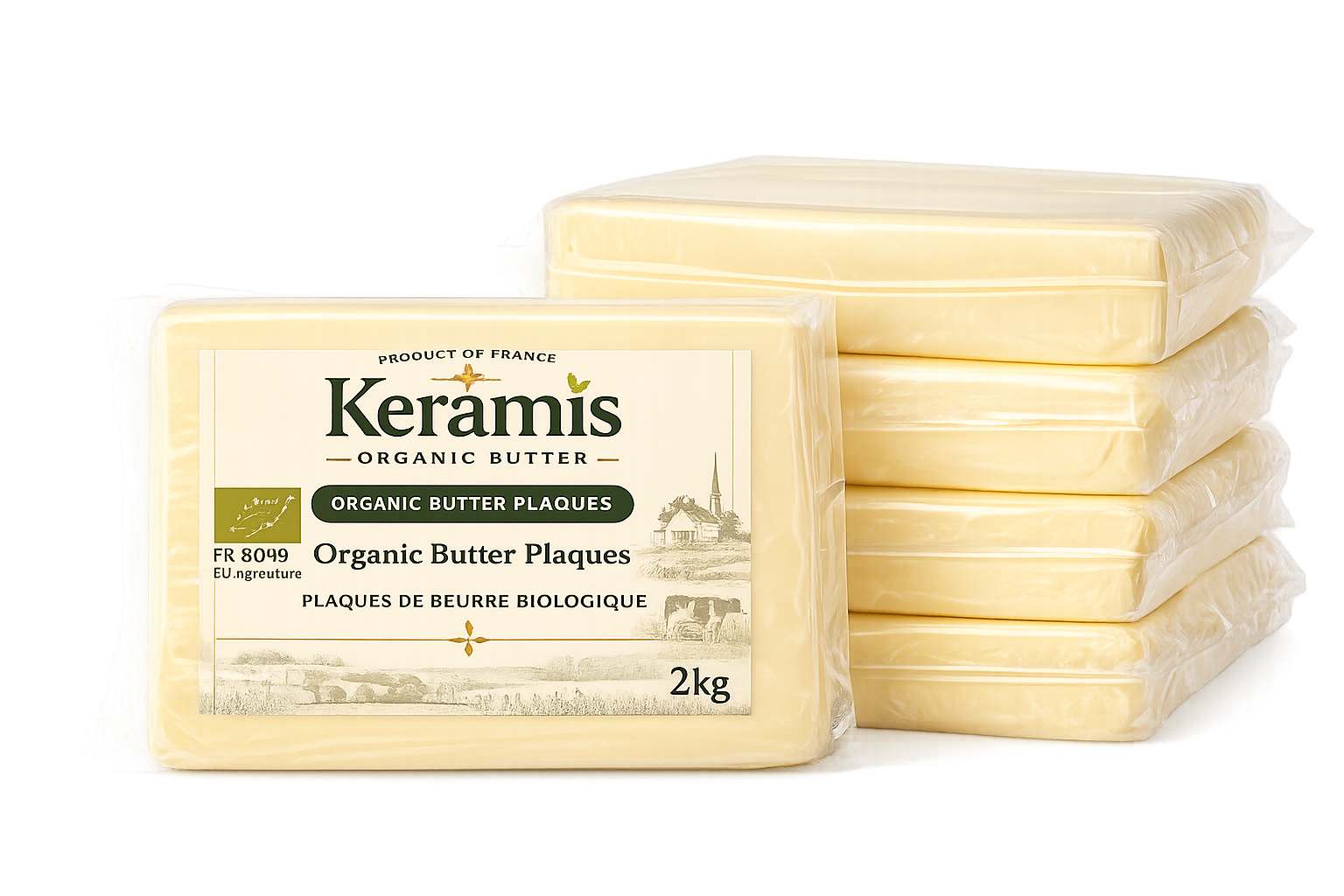 Unsalted Butter Block 10kg Organic Certified Grass Fed | Keramis MOQ:100kg