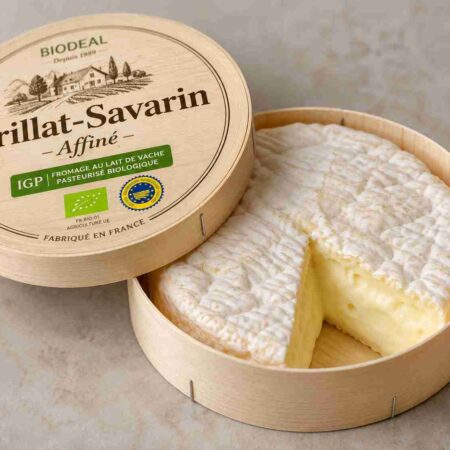 Fair Trade Organic Brillat-Savarin Affiné IGP Triple Cream Cheese 200g Wooden Box | Biodéal