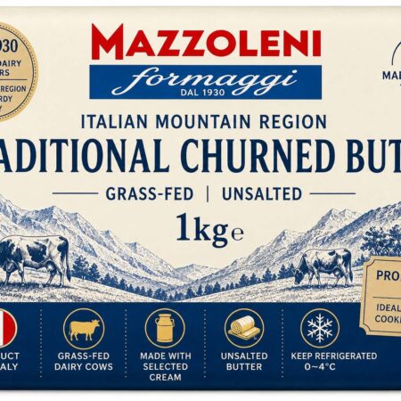 Unsalted Butter 1kg Block Italian Mountain Gress Fed | Mazzoleni Formaggi MOQ 100KG