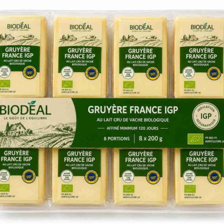 Organic French Gruyère IGP AOP Portions 8 × 200g | Biodéal