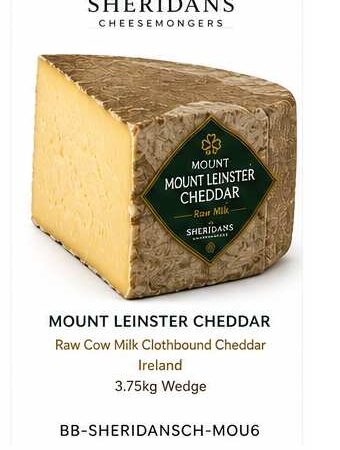 Raw Cow Milk Clothbound Cheddar 3.75kg Wedge Ireland | Mount Leinster Cheddar | Sheridans Cheesemongers
