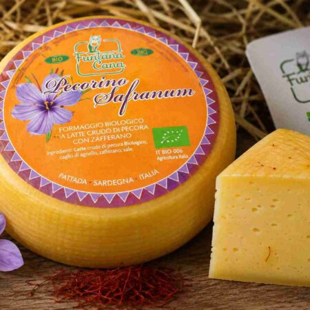 Organic raw milk sheep cheese with Saffron Pecorino Italy Sardinia | Funtana Cana