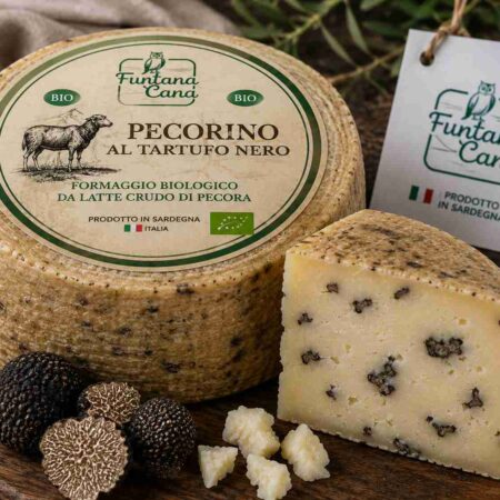Organic raw milk sheep cheese with Black Truffle Pecorino Italy Sardinia | Funtana Cana